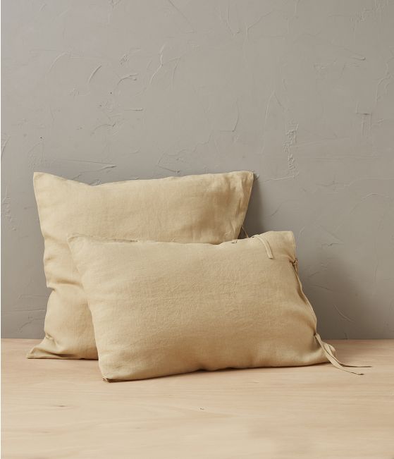 Beige malt stone washed linen pillowcase