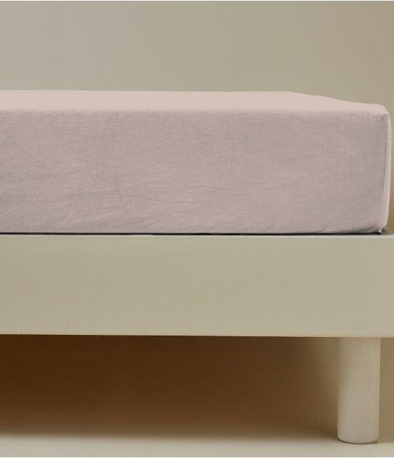 Fitted sheet washed percale nude pink