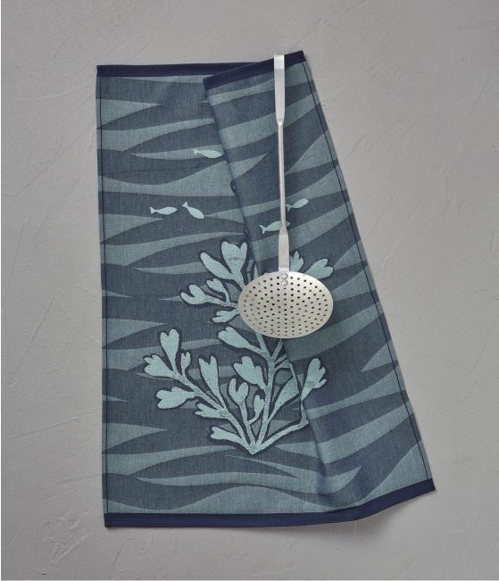 Tea towel Contre-courants marine 50x70cm