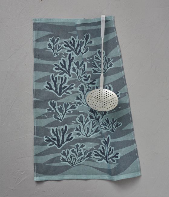 Tea towel Contre-courants turquoise 50x70cm