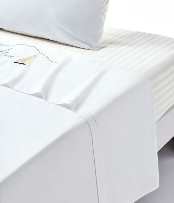 Embroidered flat sheet Escale