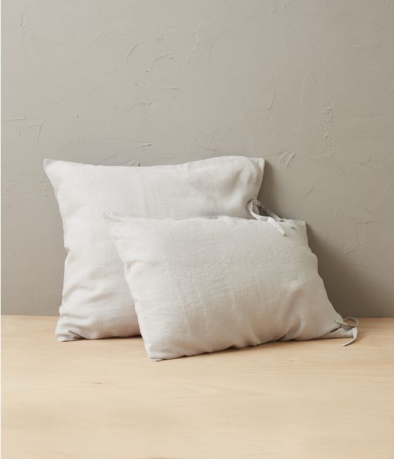 Grey plume stone washed linen pillowcase
