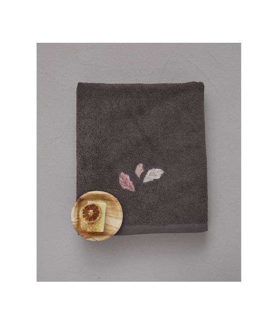 Embroidered bath towel 100x150 cm Les délicates gray