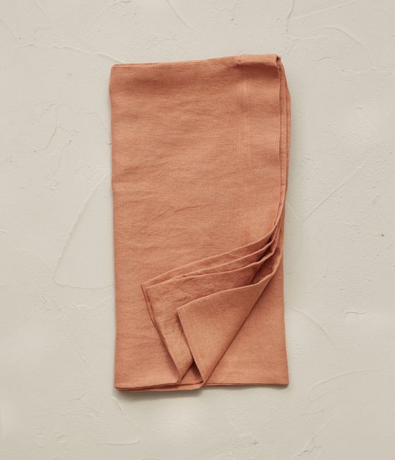 Orange terracotta stone washed linen bolstercase