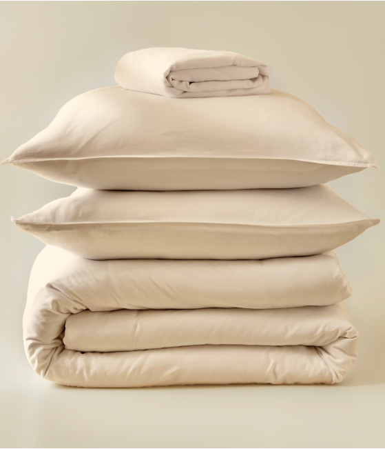 Petal beige satin lyocell bed set