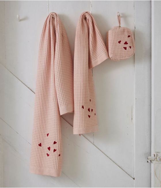 Pink honeycomb bath set Jolis coeurs
