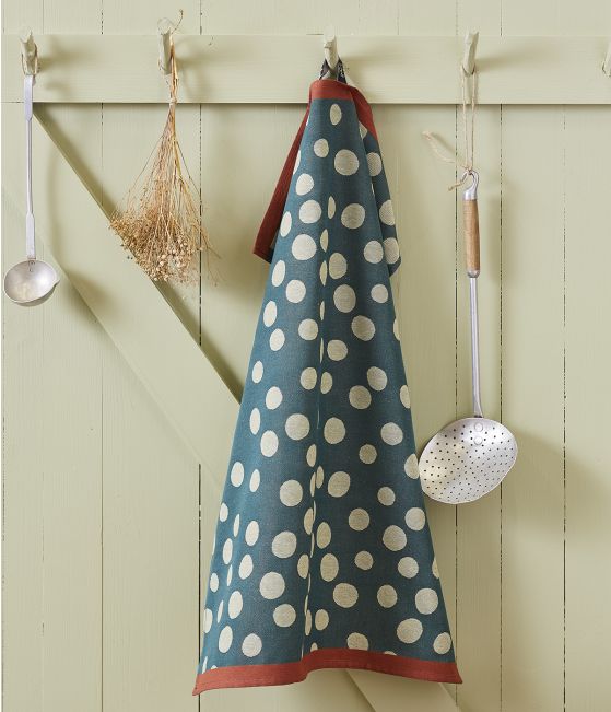 Tea towel Polka green