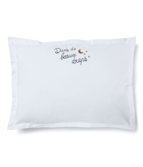 Embroidered pillow case Dans de beaux draps lune