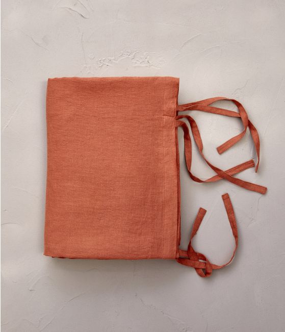 Orange terracotta stone washed linen duvet cover