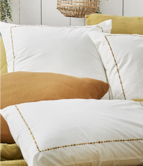 Set of 2 pillow cases En pointillés marron