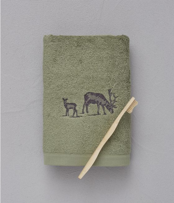 Embroidered towel 50x100 cm Highlands vetiver green
