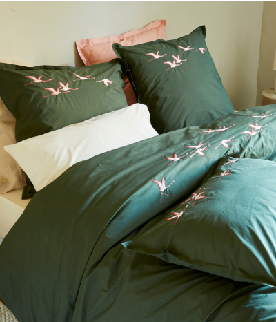 Embroidered bed linen set Les Voyageurs