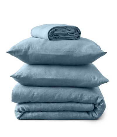 Blue cap stone washed linen