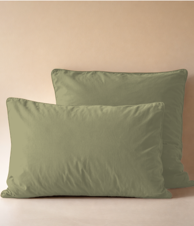 Washed percale pillowcase grass green