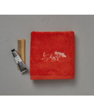 Fancy towel Journée mer vermillon 50x100cm