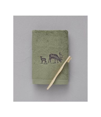 Embroidered towel 50x100 cm Highlands vetiver green