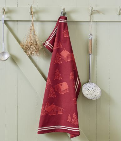 Torchon jacquard Coeur vallée rouge