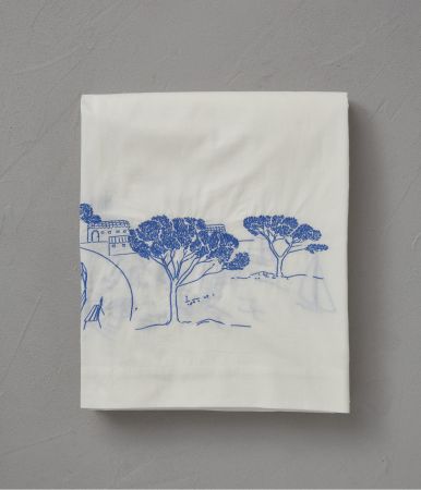 Embroidered flat sheet Journée à la mer