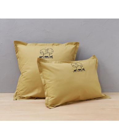 Embroidered pillowcase Cévennes olive