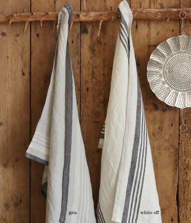 Linen stone washed tea towel white off 52x72 cm