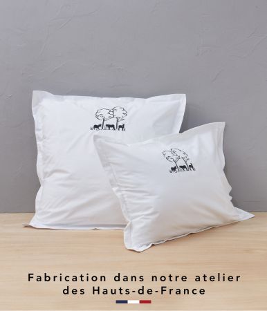 Embroidered pillowcases Cévennes blanc craie