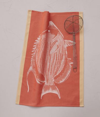 Tea towel Calanques corail
