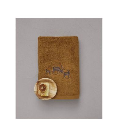 Embroidered shower towel 70x140 cm Highlands caramel