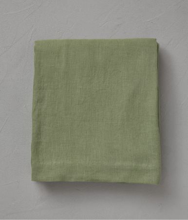 Vert jade stone washed linen flat sheet