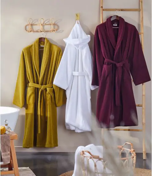 Peignoir mixte capuche Blanc