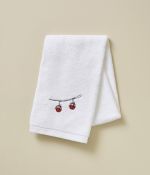 Serviette brodée Rdv au sommet blanc
