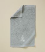 Serviette invité brodée Trésor foret gris perle