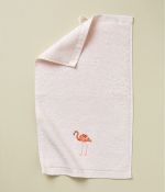 Serviette invité brodée 30x50 Les voyageurs rose