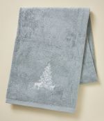 Drap de bain brodé Trésor de la forêt gris perle