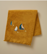 Drap de bain brodé Au large miel