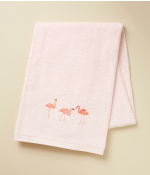 Drap de bain brodé 100x150 Les voyageurs rose