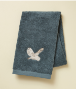Serviette brodée 50x100 L'envol bleu fumé
