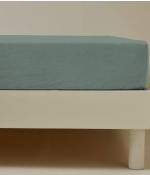 Drap housse percale lavée Vert sauge