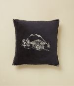 Housse de coussin polaire Chalet d'alpage charbon