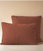 Taie d'oreiller percale lavée Orange argile
