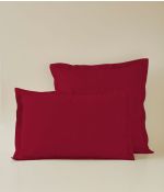 Taie d'oreiller coton rouge garance