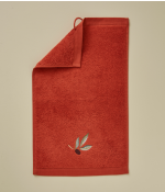 Serviette invité brodée L'oliveraie terre cuite