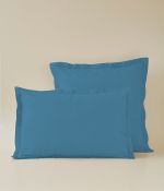 Taie d'oreiller percale bleue vague