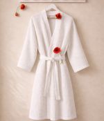 Kimono nid d'abeille Bain de minuit blanc