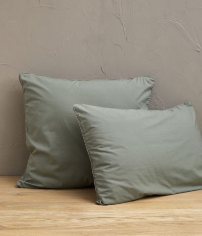 Parure de lit Percale lavée Vert sauge