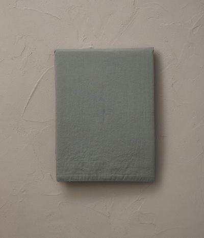 Drap percale lavée Vert sauge 180x290 cm