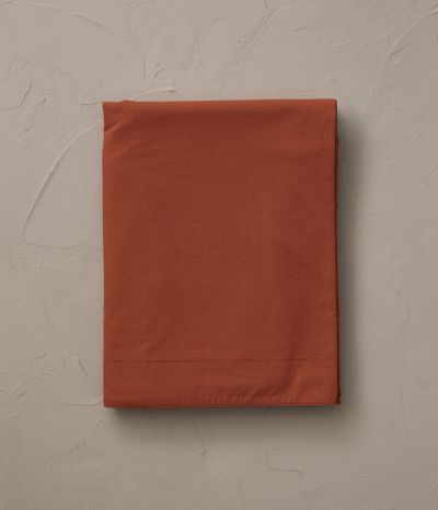 Drap percale lavée Orange argile 180x290 cm