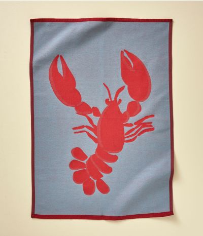 Torchon jacquard Bonne pêche bleu