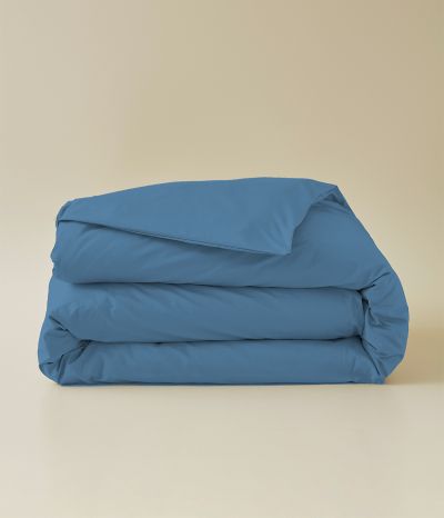Housse de couette percale bleue vague
