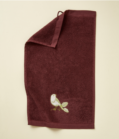 Serviette invité brodée 30x50 fantaisie Entre les branches