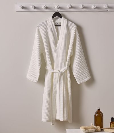 Kimono nid d'abeille Bain de minuit blanc